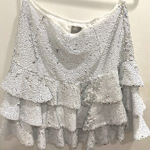 ASOS White Sequin Mini Skirt NWT
